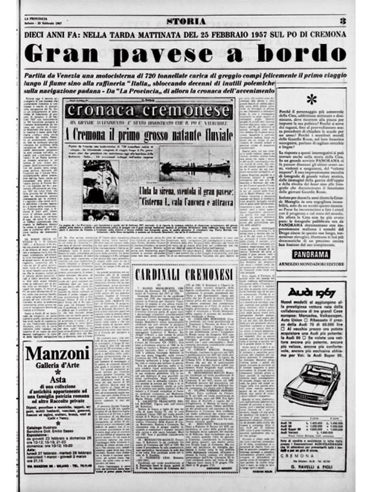 Nel 1957 fu dimostrato che il Po è navigabile