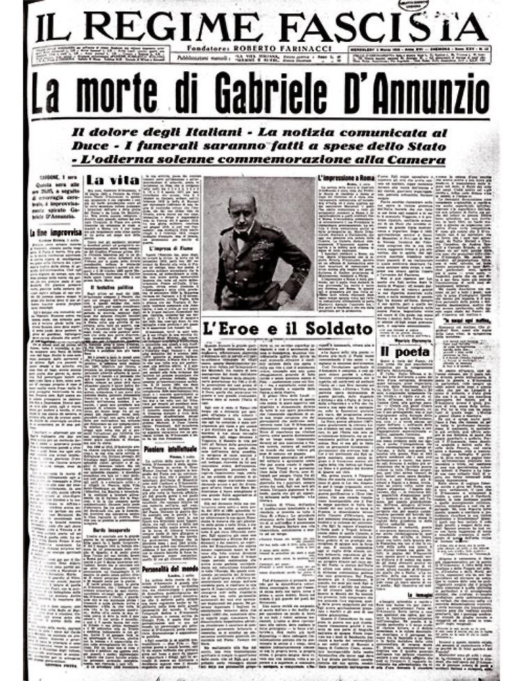 E' morto il vate Gabriele D'Annunzio