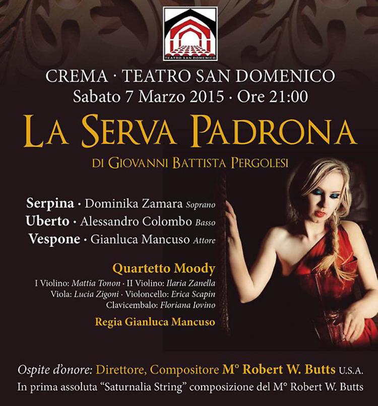 Crema. 'La serva padrona', opera buffa di Pergolesi, al Teatro San Domenico Sabato 7
