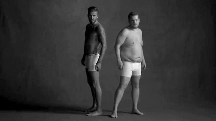 David Beckham and James Corden in mutande per lo spot parodia