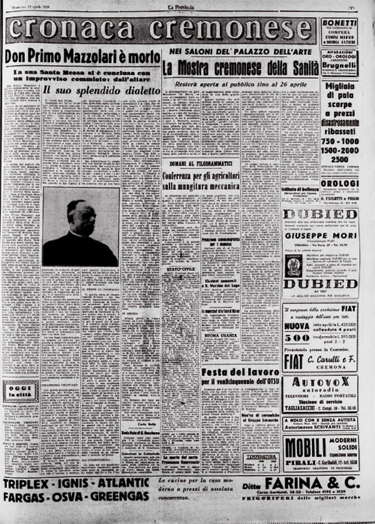 Dopo otto giorni di agonia muore don Primo Mazzolari