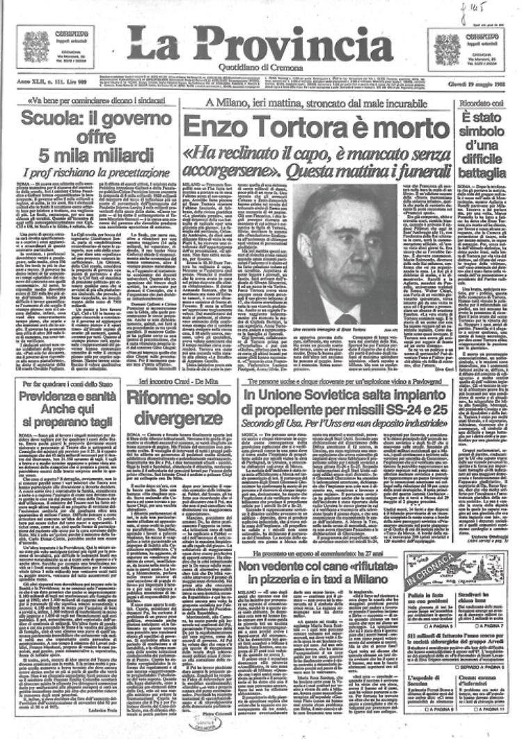 Si è spento Enzo Tortora dopo 5 anni trascorsi tra false accuse e un male incurabile