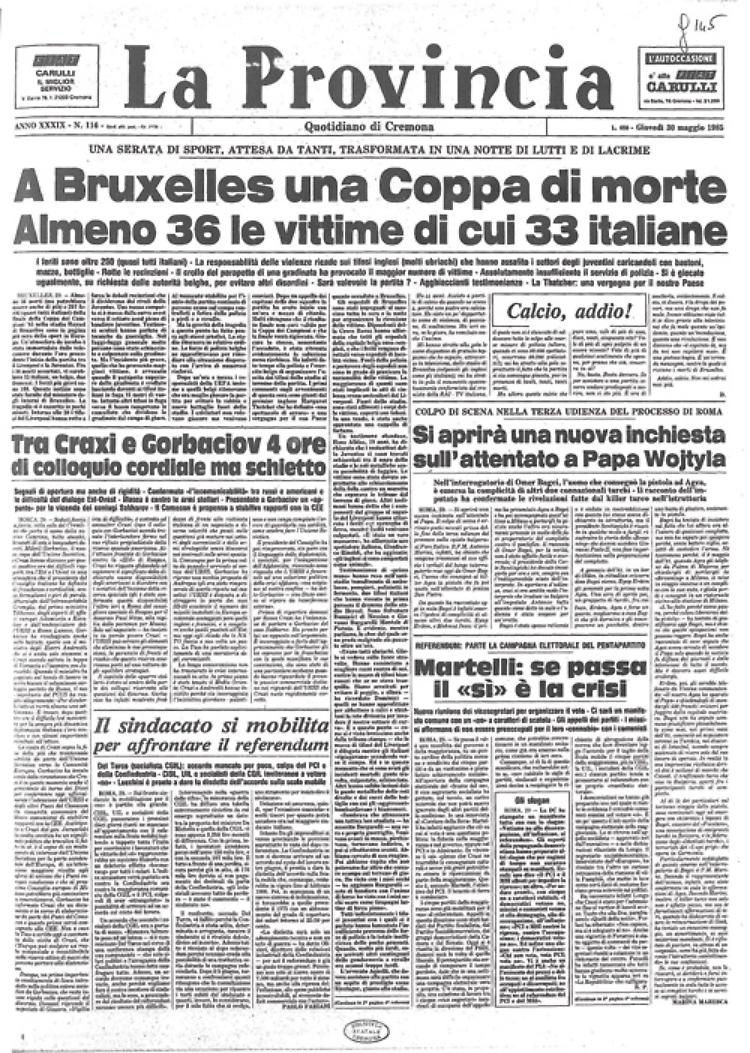 Stadio Heysel di Bruxelles: la finale di Coppa dei Campioni si trasforma in tragedia