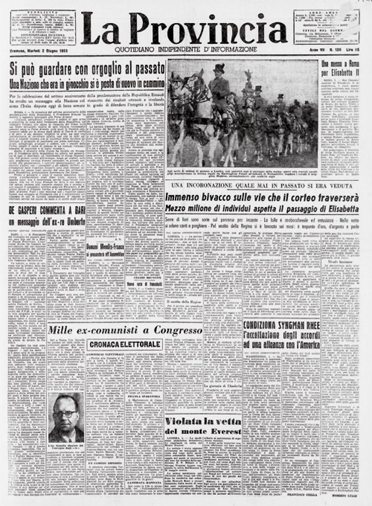 Il presidente Luigi Einaudi, celebra il settimo anniversario della Repubblica con un messaggio alle Forze armate