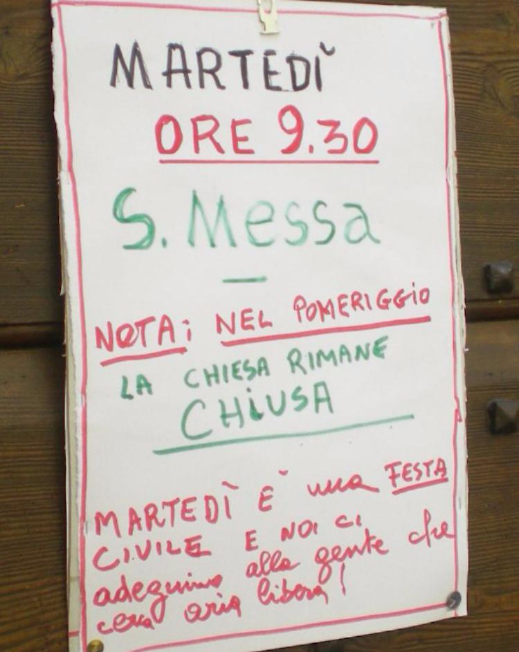 Festa laica, chiesa chiusa
Annullata la messa vespertina
