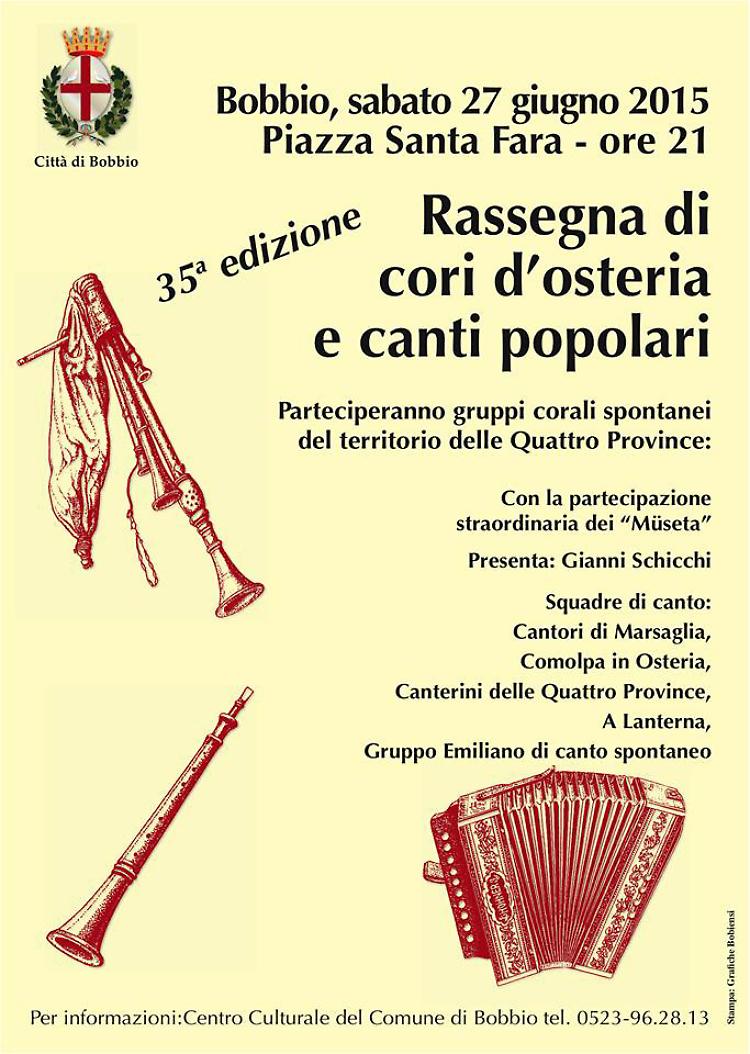 Bobbio (PC). Rassegna Cori d'osteria e Canti popolari 