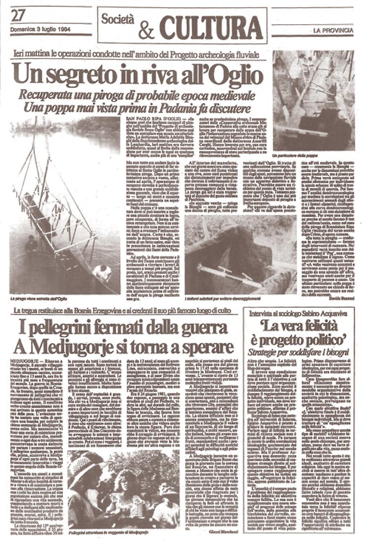 Recuperata nel fiume Oglio una preziosa piroga medievale