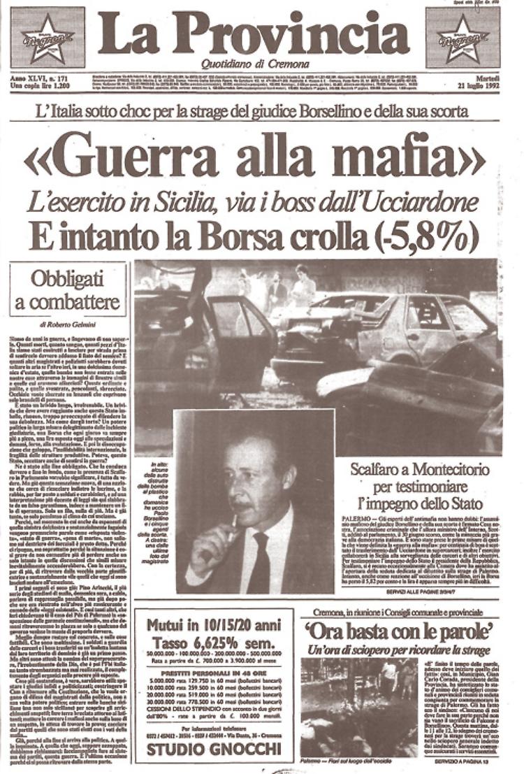 Ottanta chili di esplosivo hanno dilaniato il giudice Borsellino e i cinque agenti della scorta