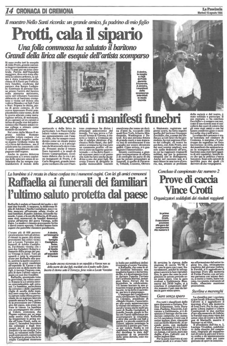 Una folla commossa per l'ultimo addio al grande baritono cremonese Aldo Protti