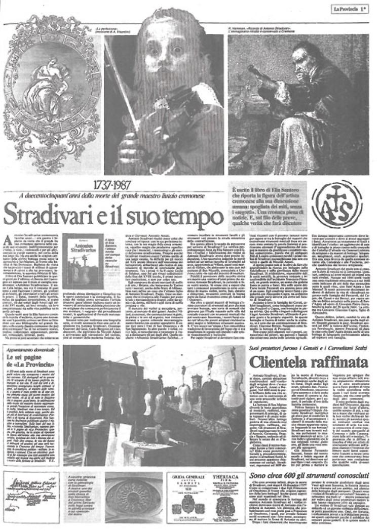 Pubblicato un importante libro per i 250 anni della morte di Antonius Stradivarius