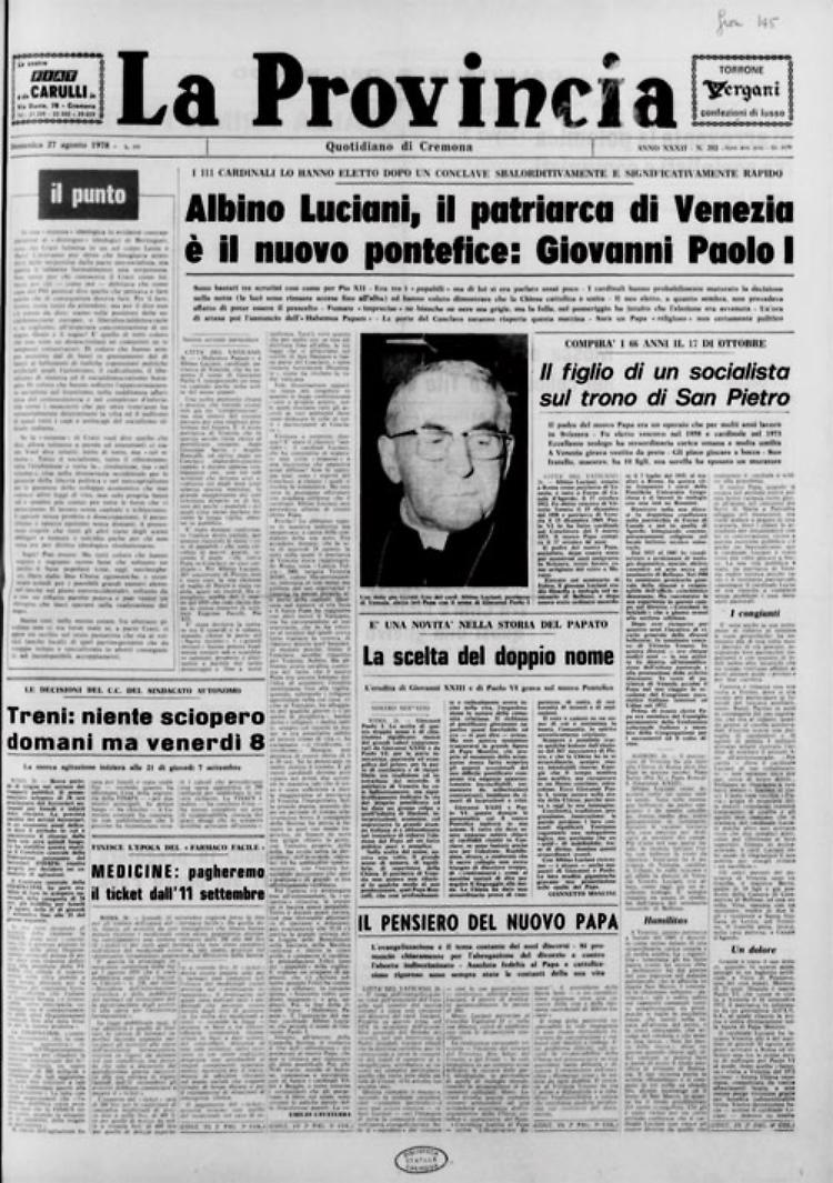 Albino Luciani è il successore di papa Paolo VI