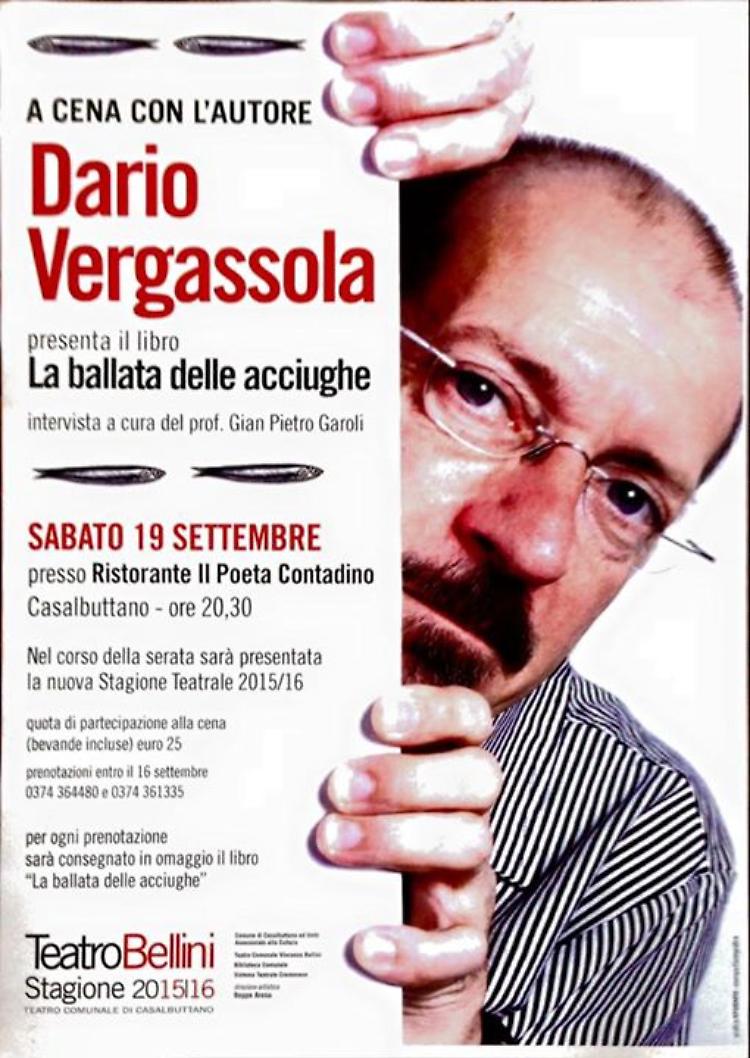 A cena con l'autore Dario Vergassola sabato 19 a Casalbuttano