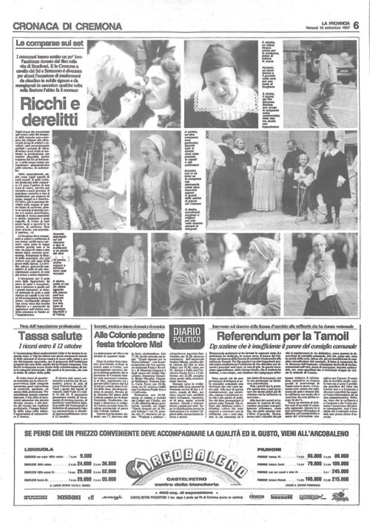 Cremona è un set a cielo aperto per le riprese del film sulla vita di Stradivari interpretato da Anthony Quinn