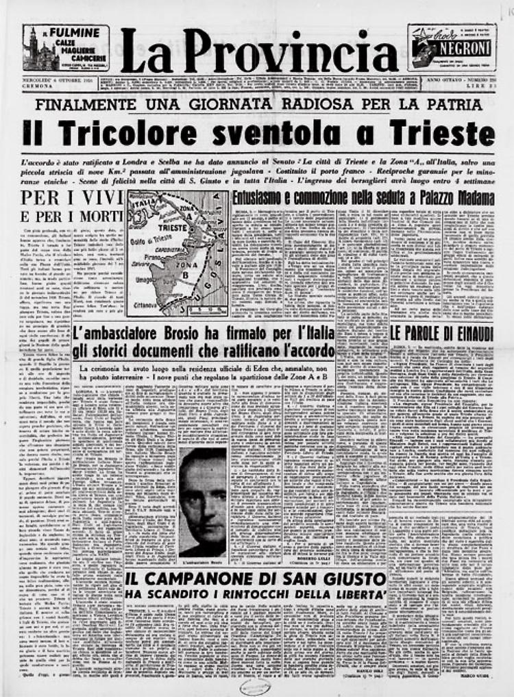 Firmata la riannessione di Trieste all'Italia