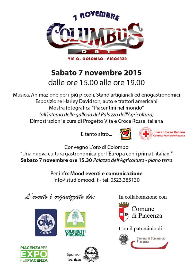 Columbus day a Piacenza sabato 7 novembre