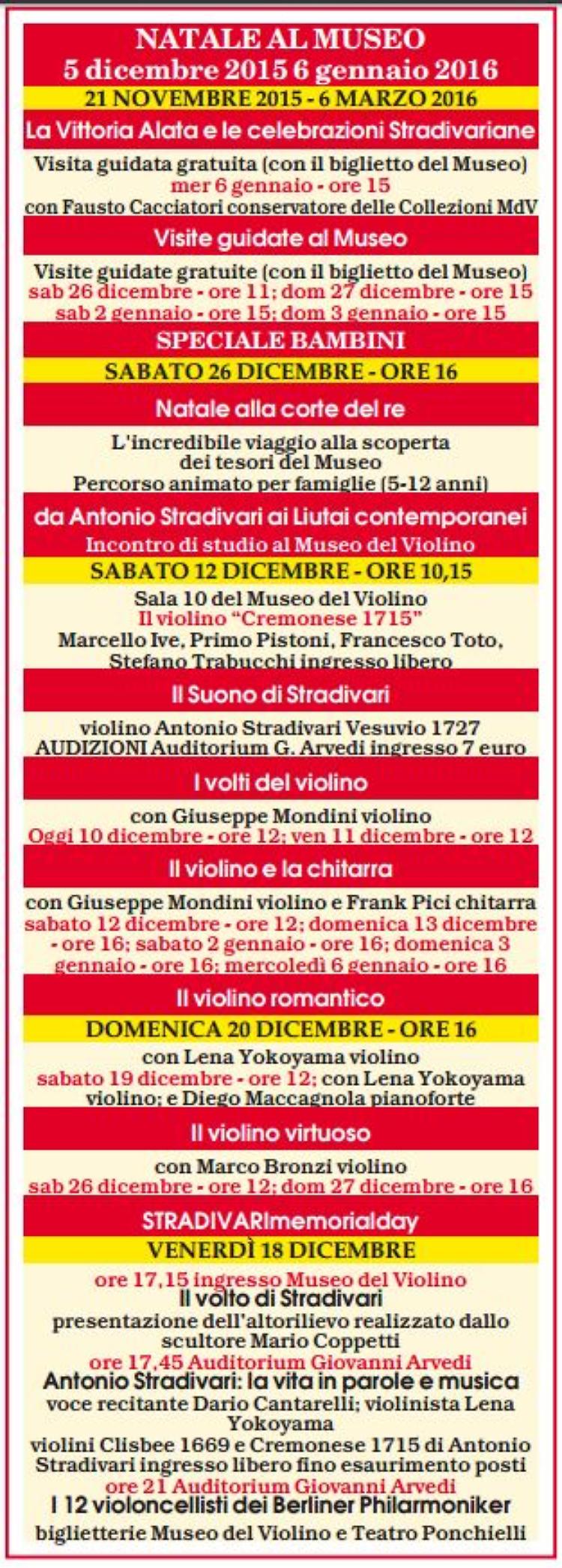 Natale al Museo del Violino, un mese di iniziative 
