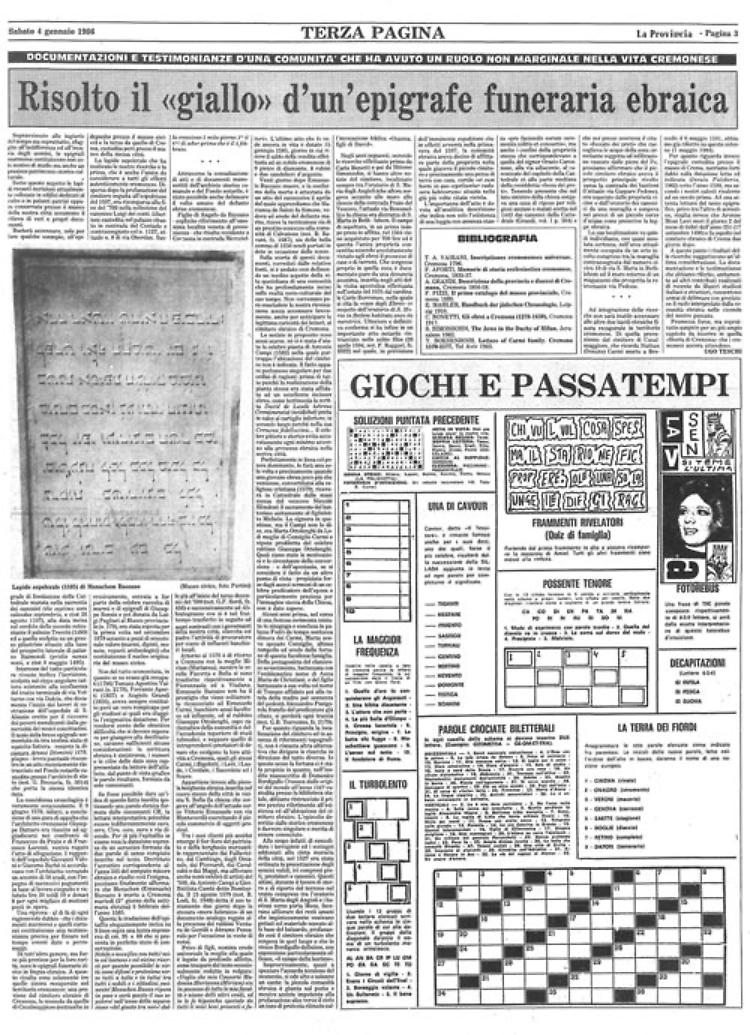 Il mistero della lapide sepolcrale ebraica autenticamente cremonese