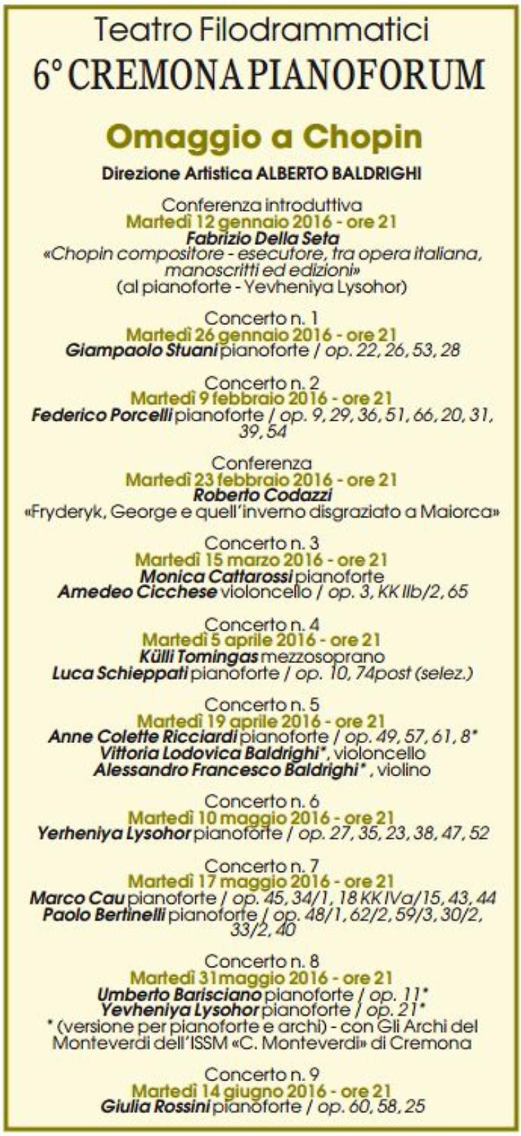 Cremona Pianoforum, omaggio a Chopin