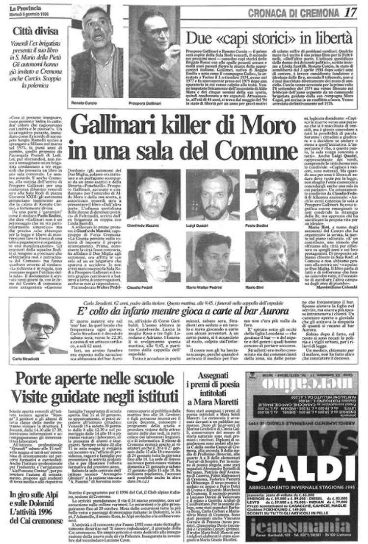 Roventi polemiche per gli ex brigatisti Gallinari e Curcio ospiti a Cremona