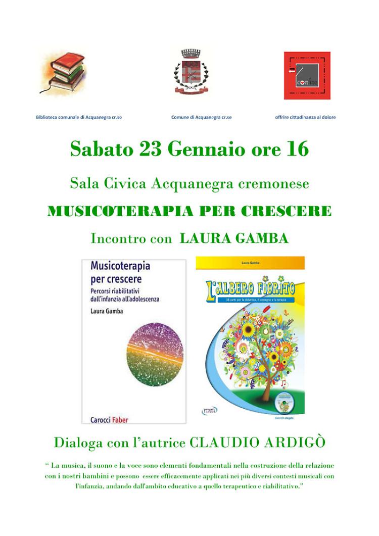 Acquanegra (CR). 'Musicoterapia per crescere' con Laura Gamba, Claudio Ardigò e Marina Grazioli 