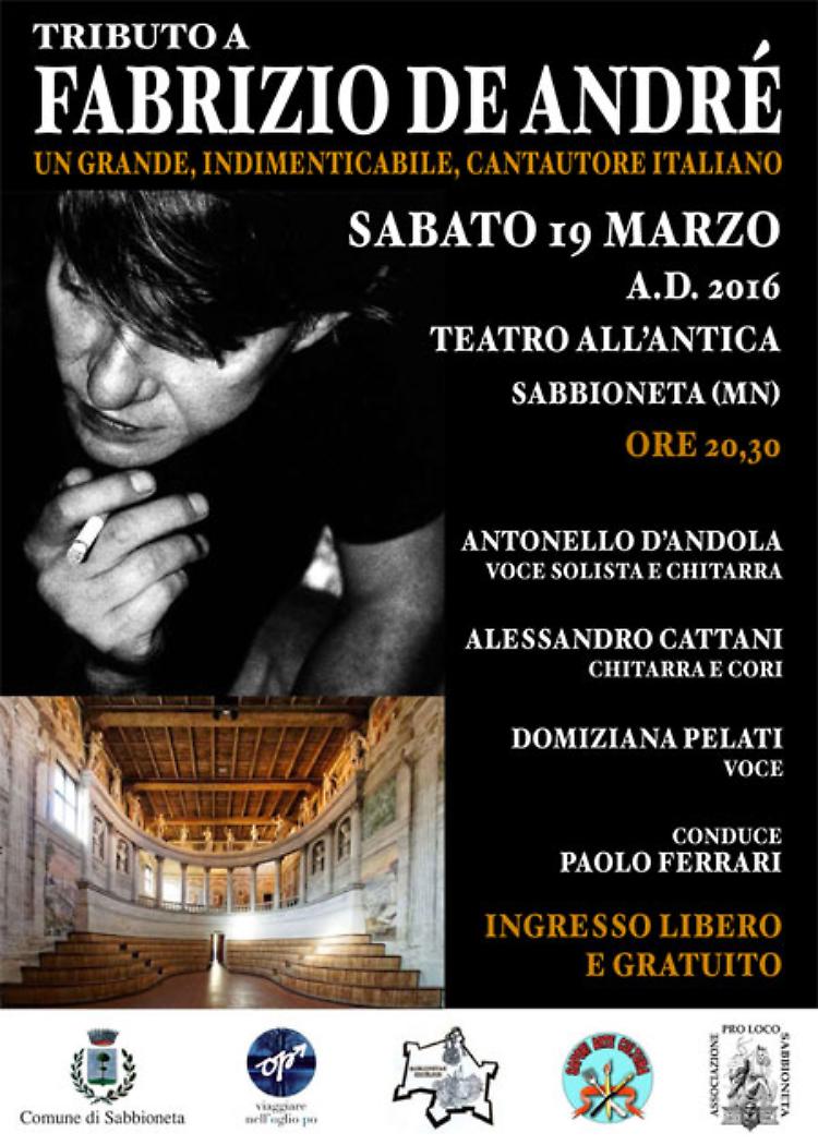 Tributo a De Andrè sabato 19 marzo a Sabbioneta