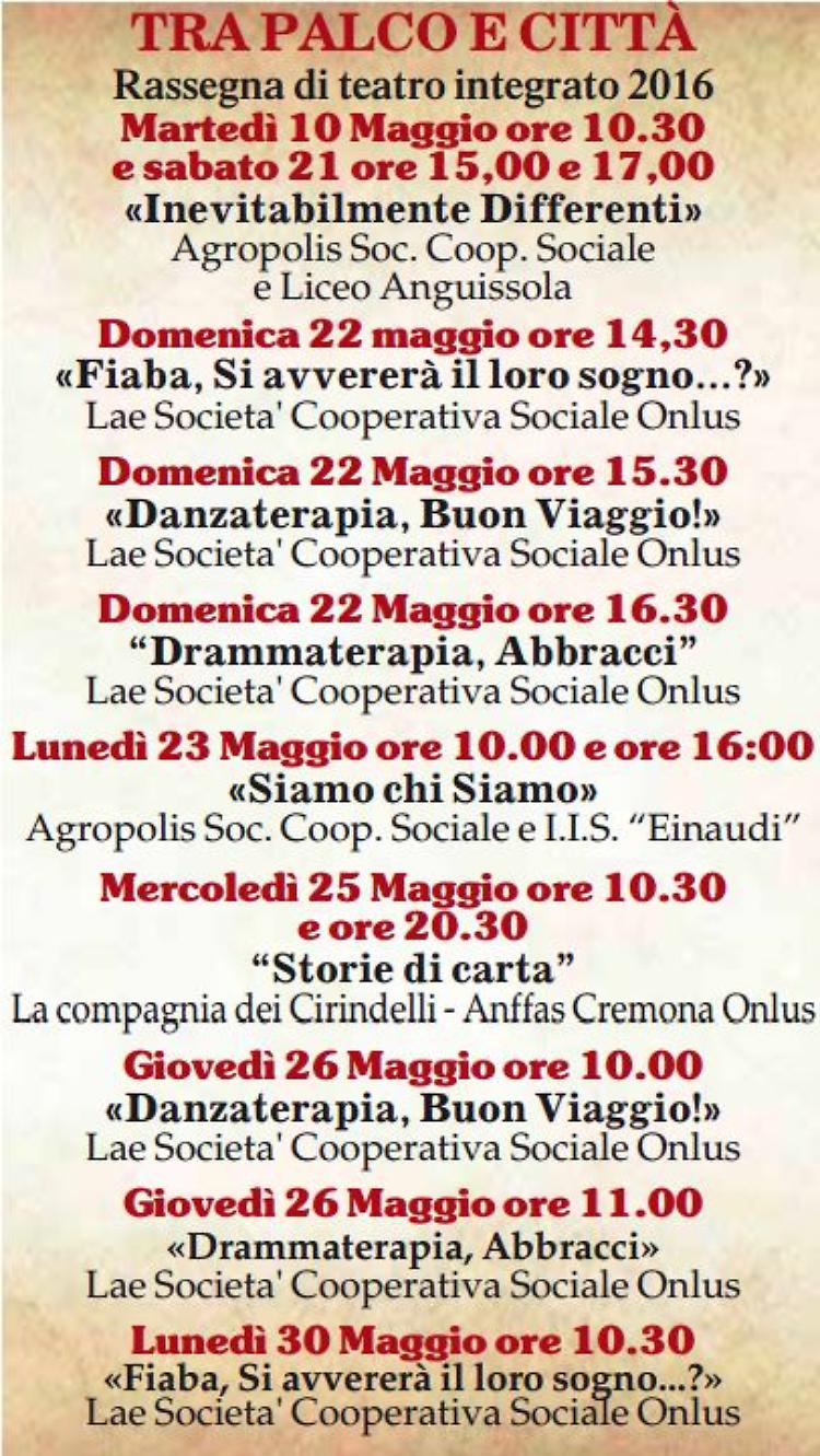 Tra Palco e Città, rassegna di teatro integratoLa scuola incontra la disabilità Teatro Monteverdi, dal 10 al 30 maggio