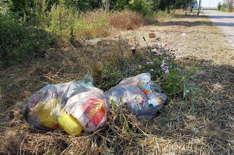 Dopo lo sfalcio dell'erba spuntano i rifiuti