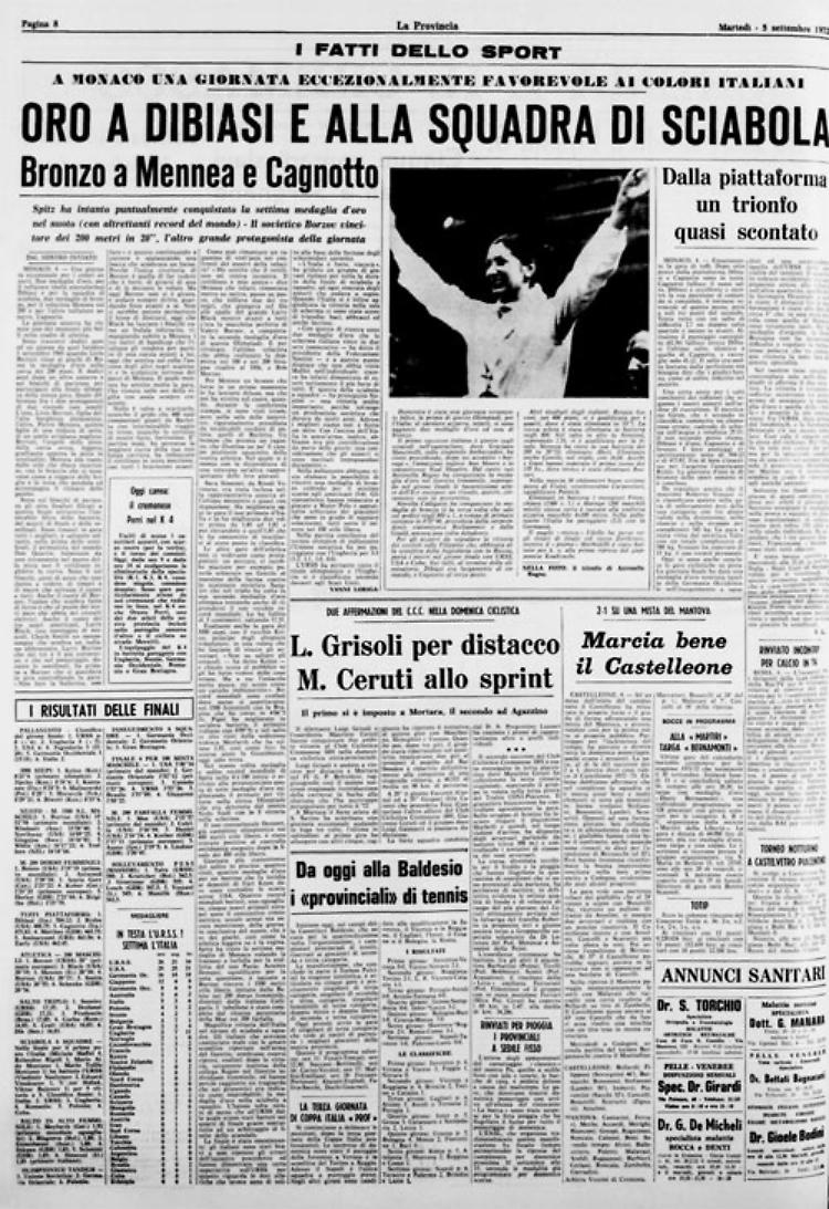 Medaglia d'oro a Dibiasi, bronzo per Cagnotto (Giorgio) nei tuffi