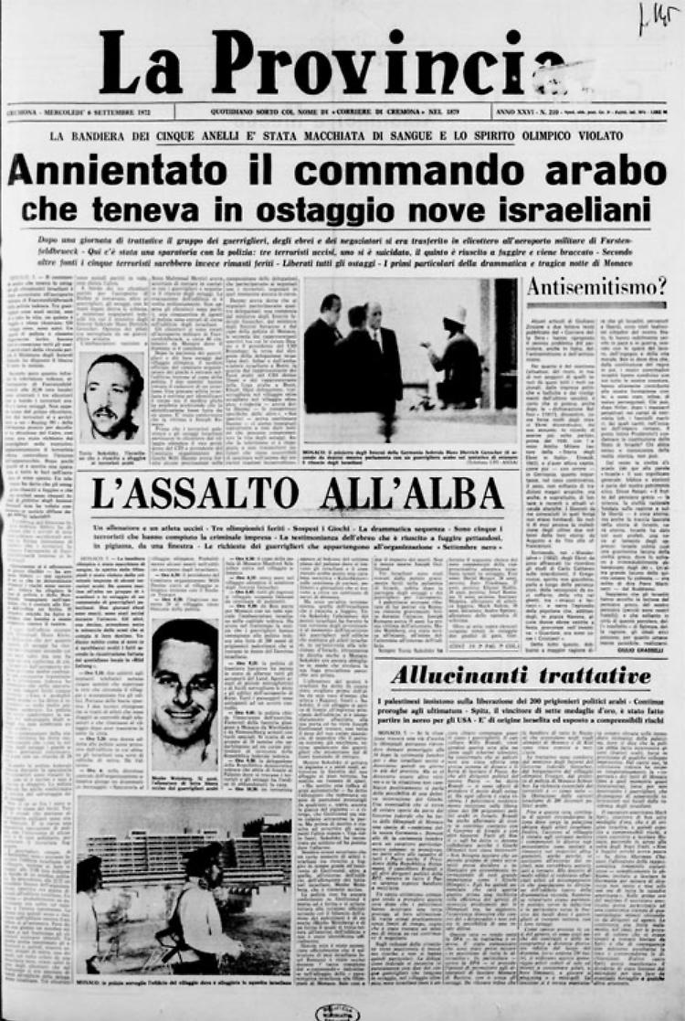 Sanguinoso attacco terroristico dei guerriglieri palestinesi durante le Olimpiadi di Monaco