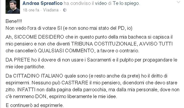 Referendum, il don dice 'sì'