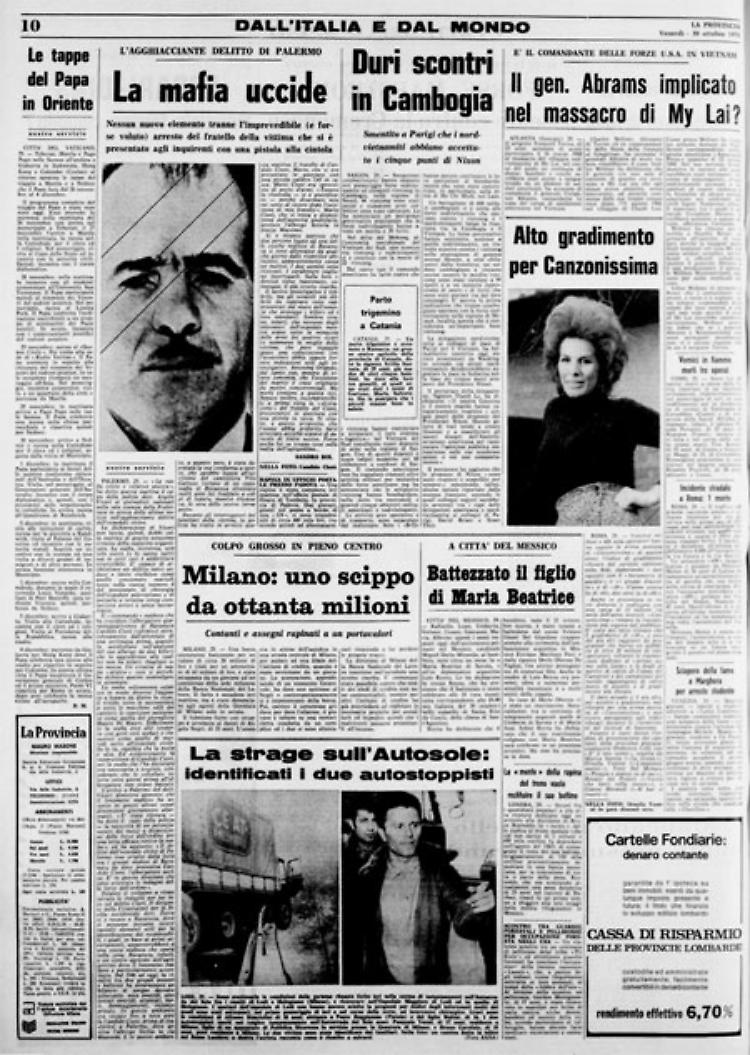 L'agghiacciante delitto di Palermo - Il gen. Abrams implicato nel massacro di My Lai? - Alto gradimento per Canzonissima