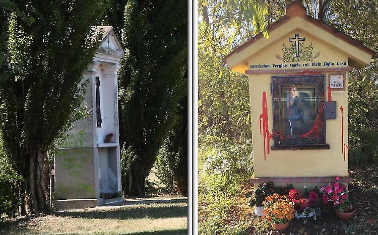 Presto rinteggiate le santelle deturpate dai vandali