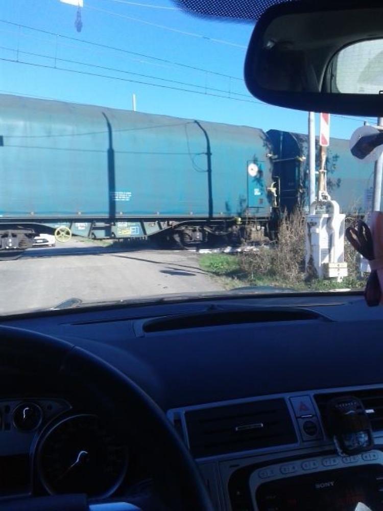 Treno merci in transito, ma le sbarre restano su