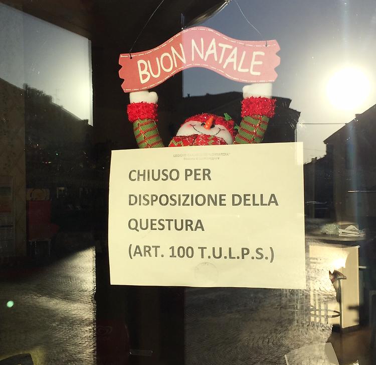 Bar Italia chiuso dalla questura
