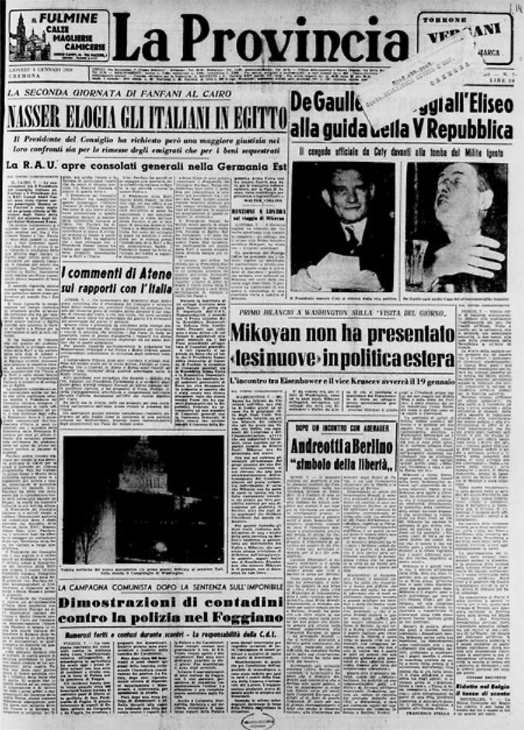 **La seconda giornata di Fanfani al Cairo - ** La campagna comunista dopo la sentenza sull'imponibile