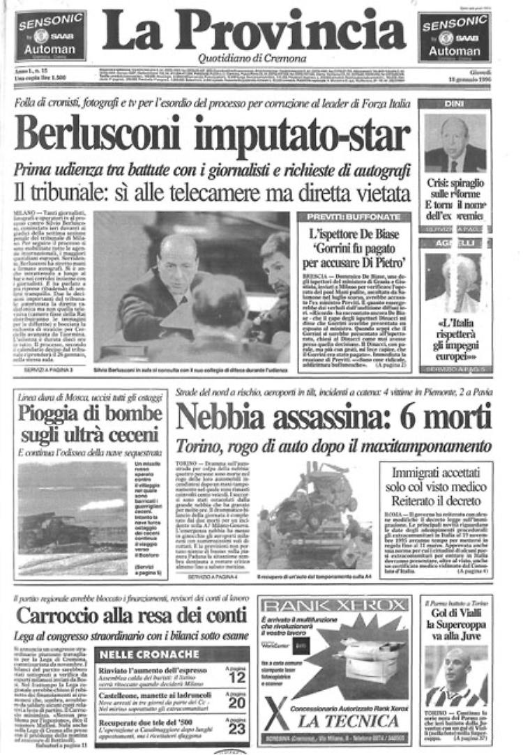 * Berlusconi imputato-star  - *L'ispettore De Biase 'Gorrini fui pagato per accusare Di Pietro' 