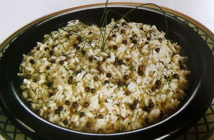 LA RICETTARisotto al pepe verde