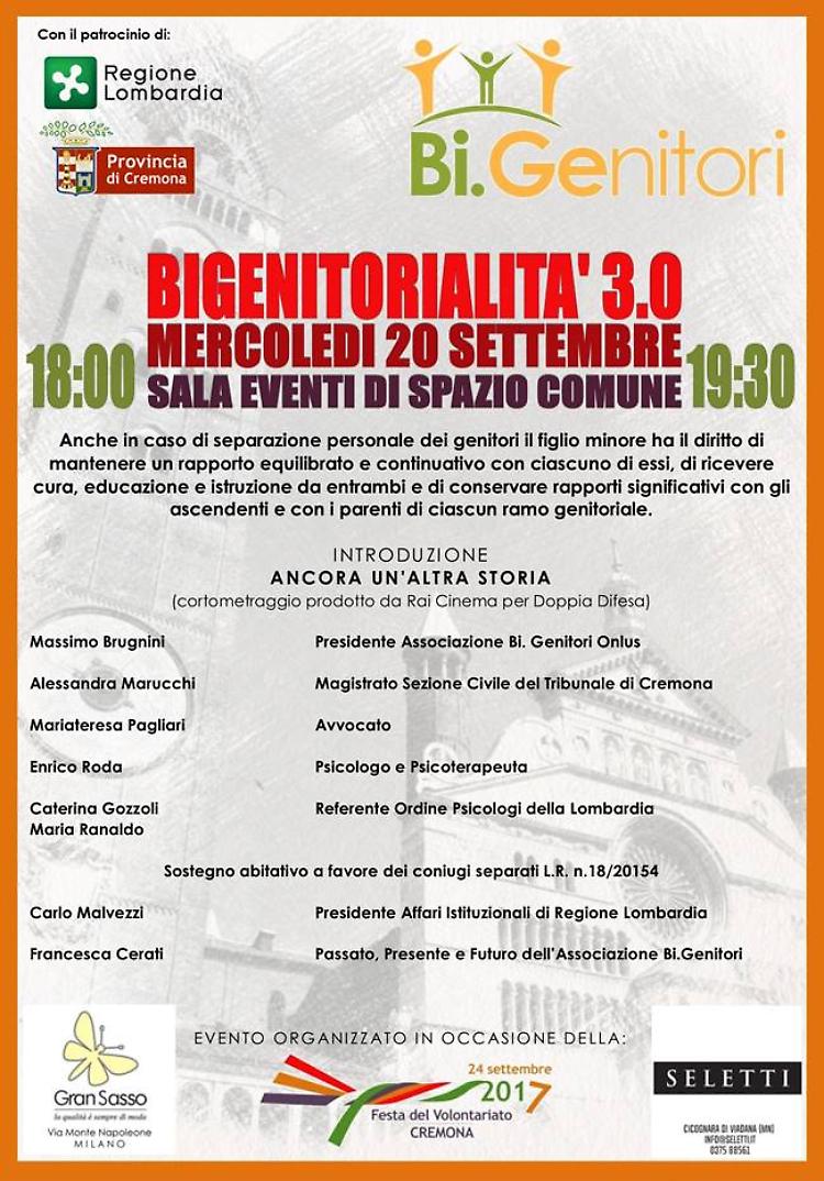 Bigenitorialità 3.0, mercoledì 20 a Spazio Comune