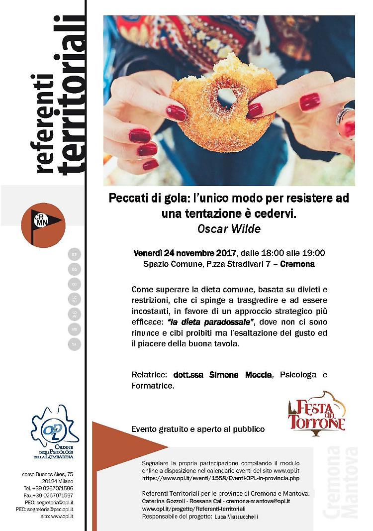 Rapporto con il cibo, evento gratuito