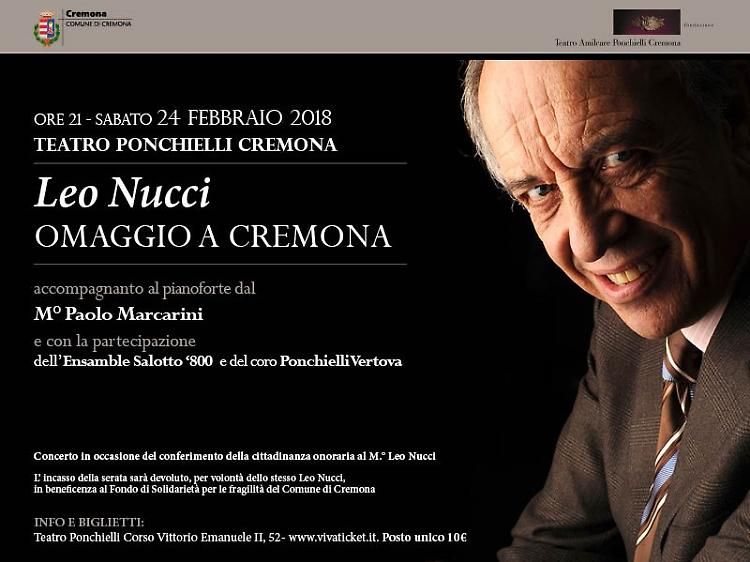 Sabato 24 febbraio Leo Nucci cittadino onorario