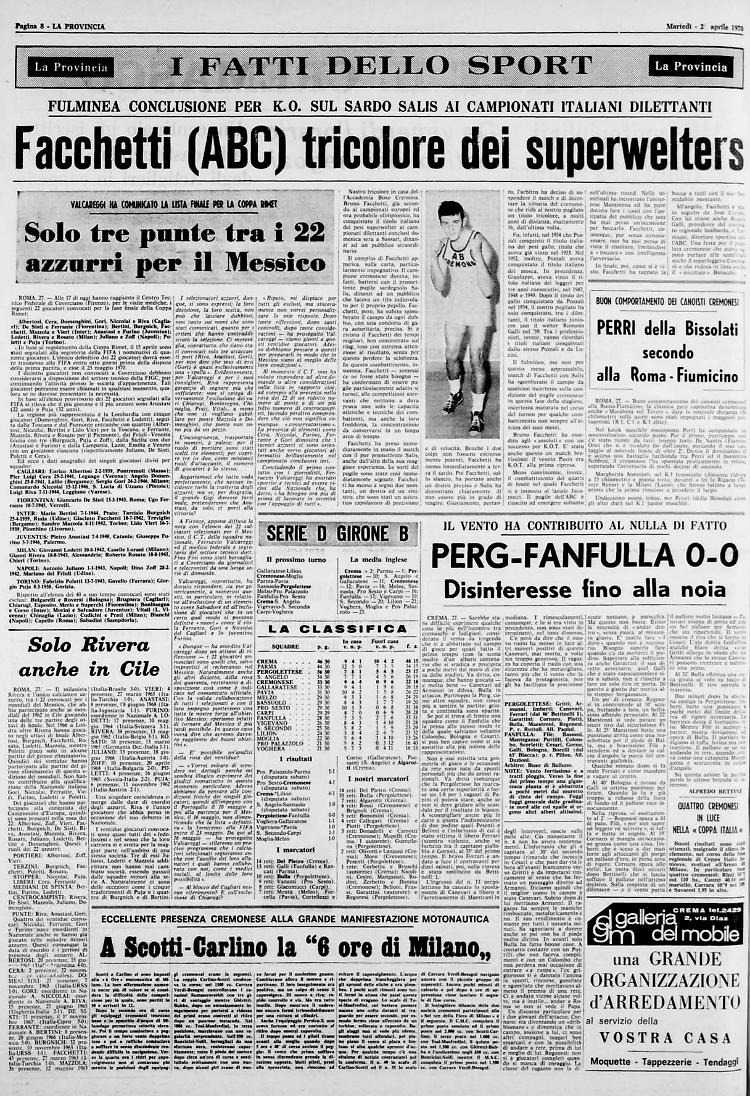 Facchetti  tricolore dei superwelter 