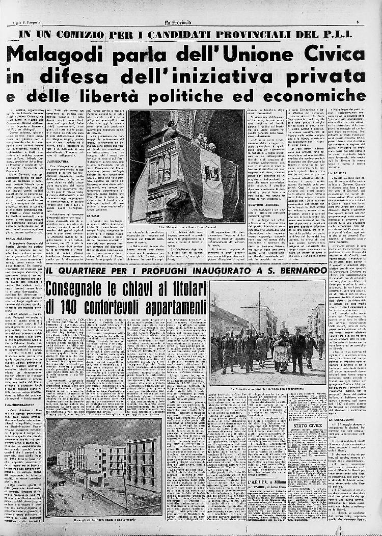 Il quartiere profughi inaugurato a San Bernardo