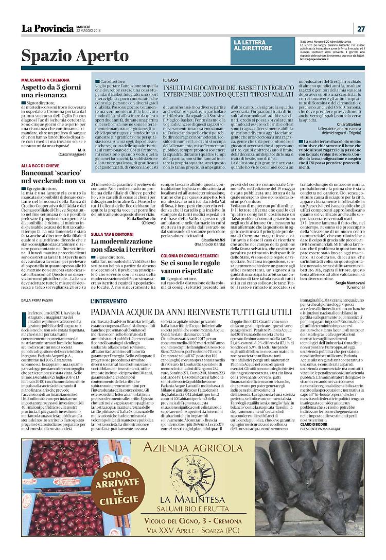 Lettere al Direttore del 22 maggio