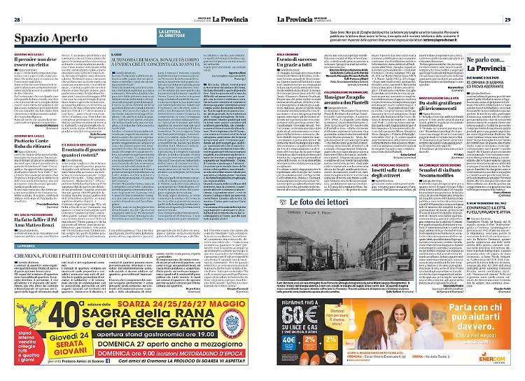 Lettere al Direttore del 23 maggio