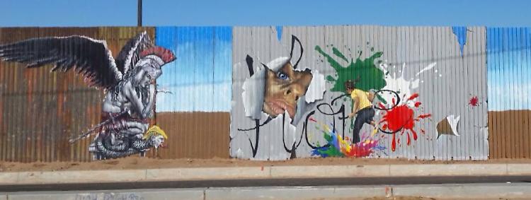 Distrutto il murales di Michela Vicini al confine tra Usa e Messico