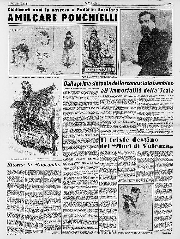 Centoventi anni fa nasceva a Paderno Fasolaro Amilcare Ponchielli