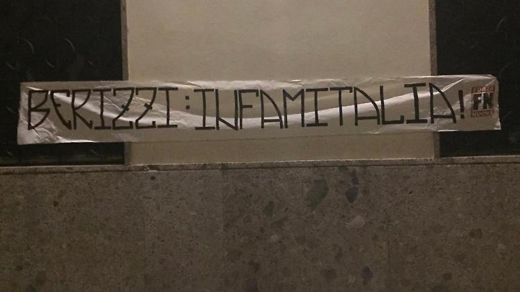 Striscione di Forza Nuova contro Berizzi