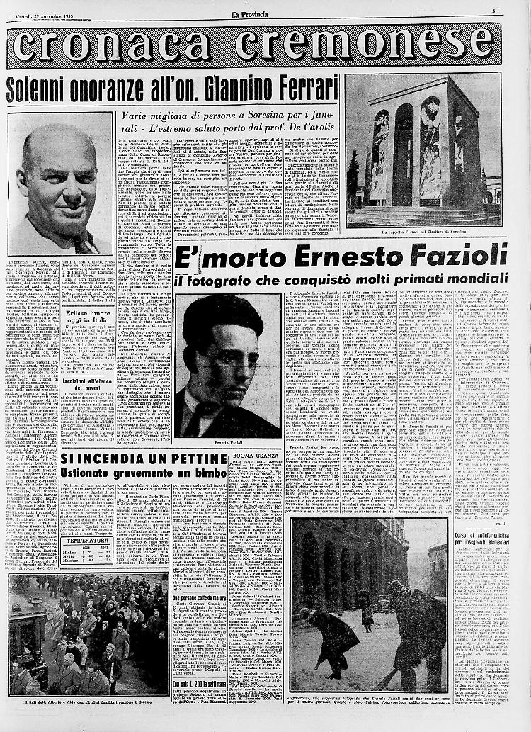E' morto Ernesto Fazioli, Il fotografo che conquistò molti primati mondiali