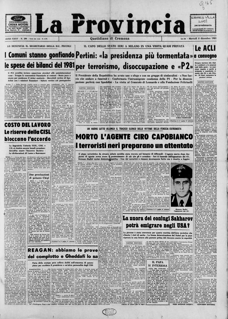 Morto l'agente Ciro Capobianco