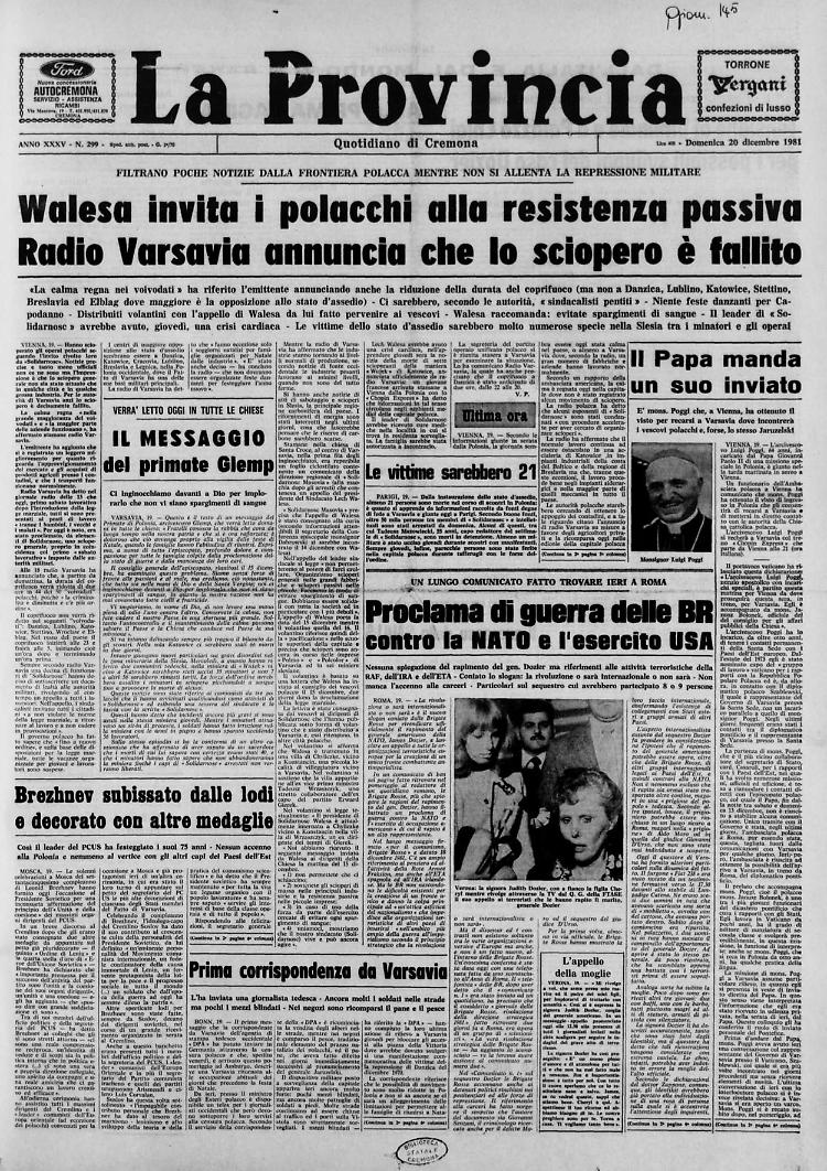 Walesa invita i polacchi alla resistenza passivaRadio Varsavia annuncia che lo sciopero è fallito